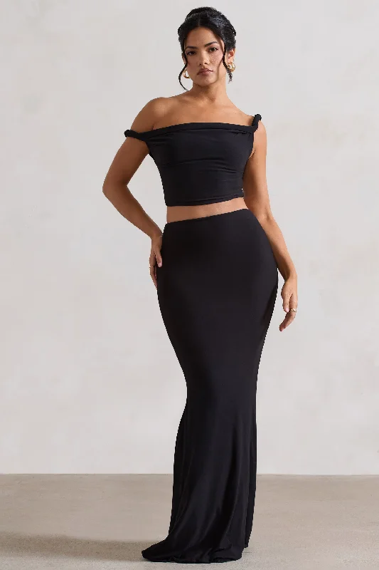 Neve | Black Asymmetric Maxi Skirt