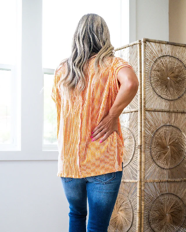 Hendrix Corded V Neck Top - Sunkist