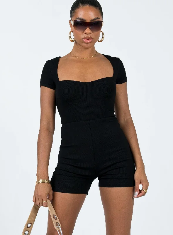 Nolan Short Sleeve Romper Black