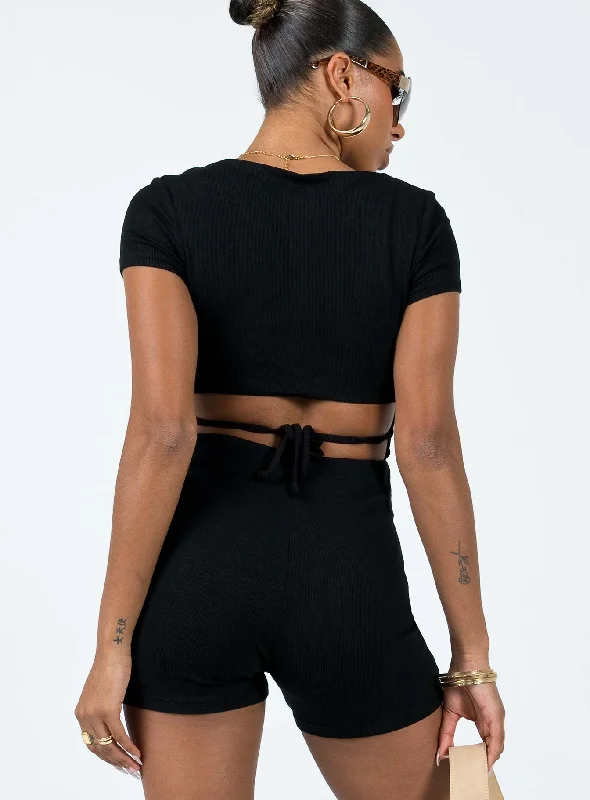 Nolan Short Sleeve Romper Black