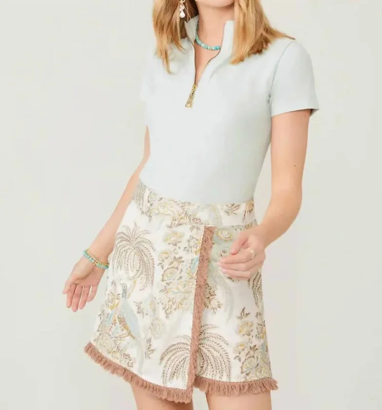 Octavia Linen Skirt In Jane Bird Palm