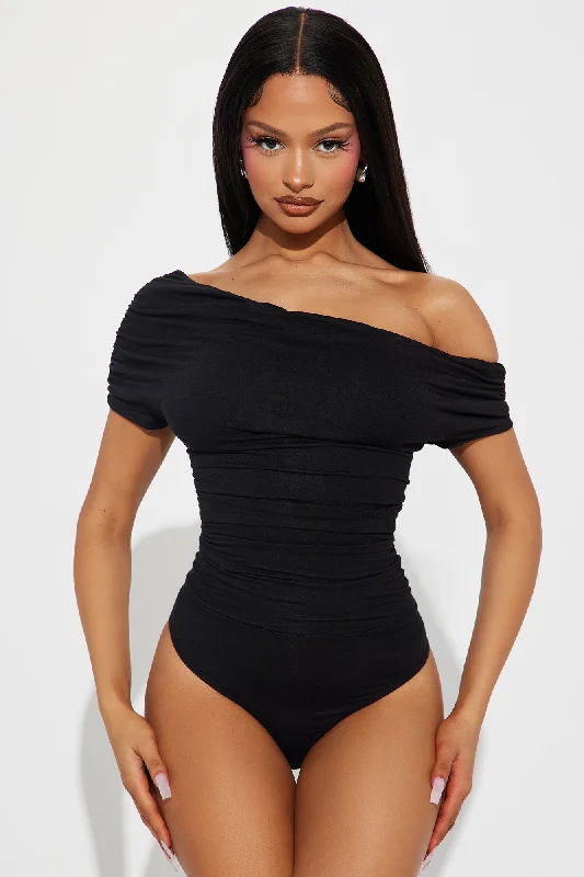 Oksana One Shoulder Bodysuit - Black