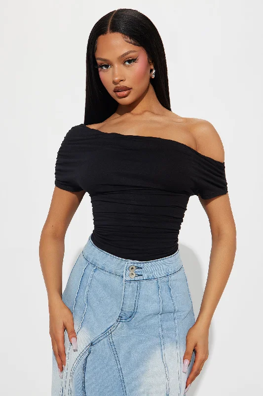 Oksana One Shoulder Bodysuit - Black