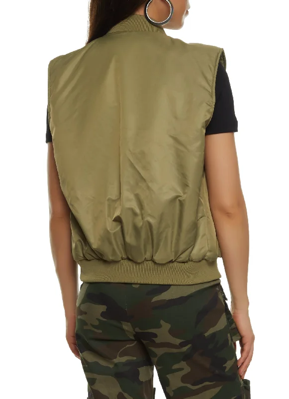 Bomber Zip Front Puffer Vest