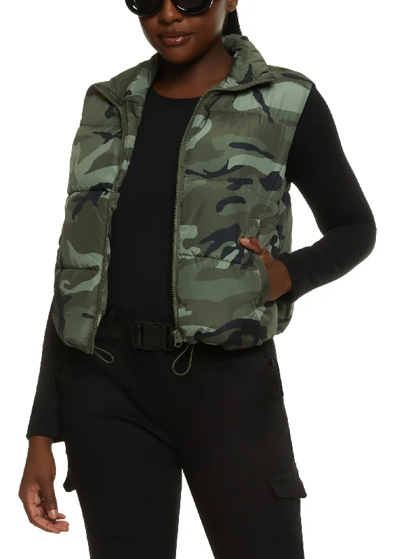 Nylon Camouflage Puffer Vest