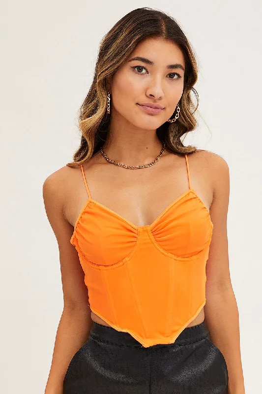 Orange Mesh Corset Top