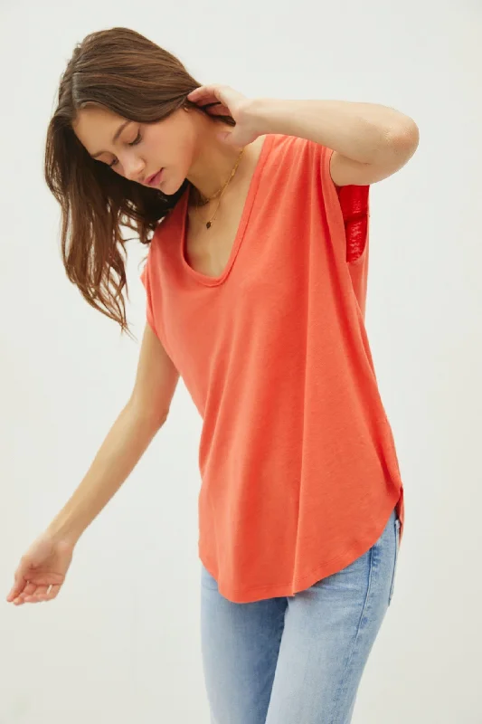 Orange V-Neck Top