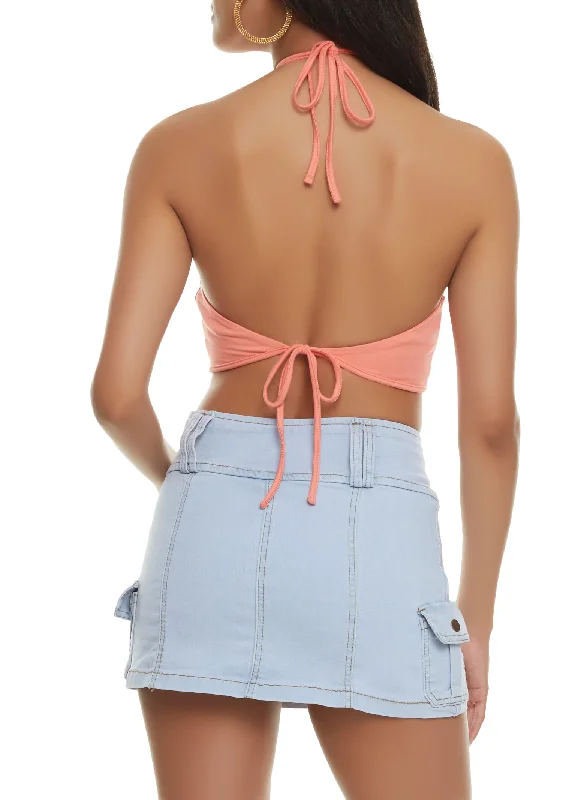 Iris Tie Back Halter Neck Crop Top