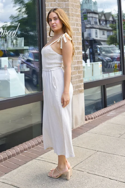 Petite Linen Smocked Top Jumpsuit