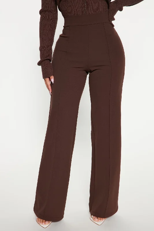 Petite Victoria High Waisted Dress Pants - Chocolate