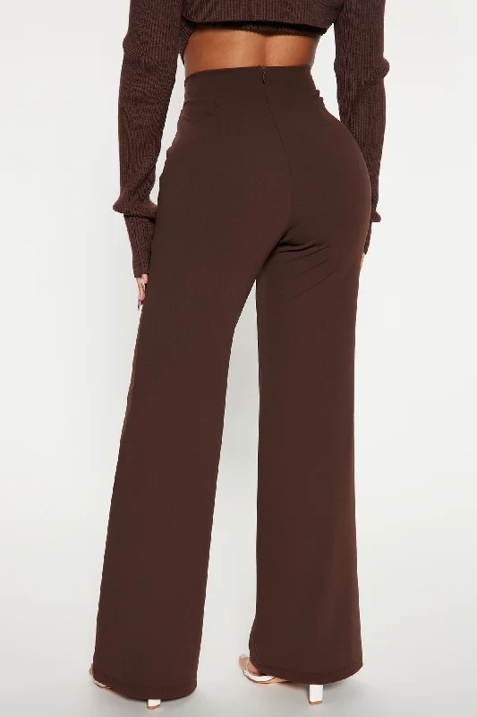 Petite Victoria High Waisted Dress Pants - Chocolate