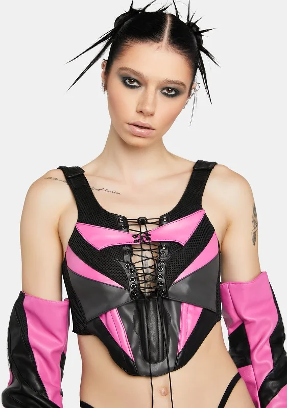 Pink Motocross Corset Top