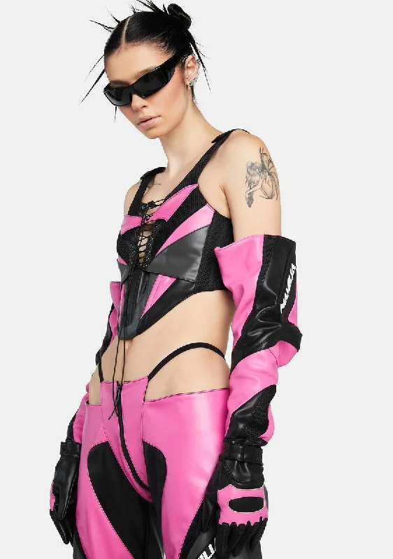 Pink Motocross Corset Top