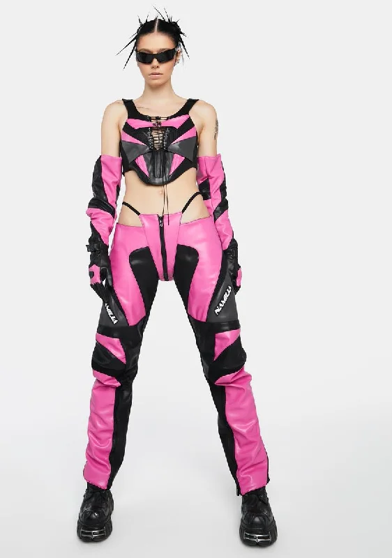 Pink Motocross Corset Top