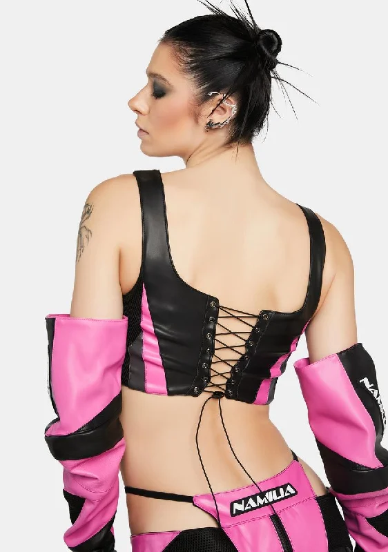 Pink Motocross Corset Top