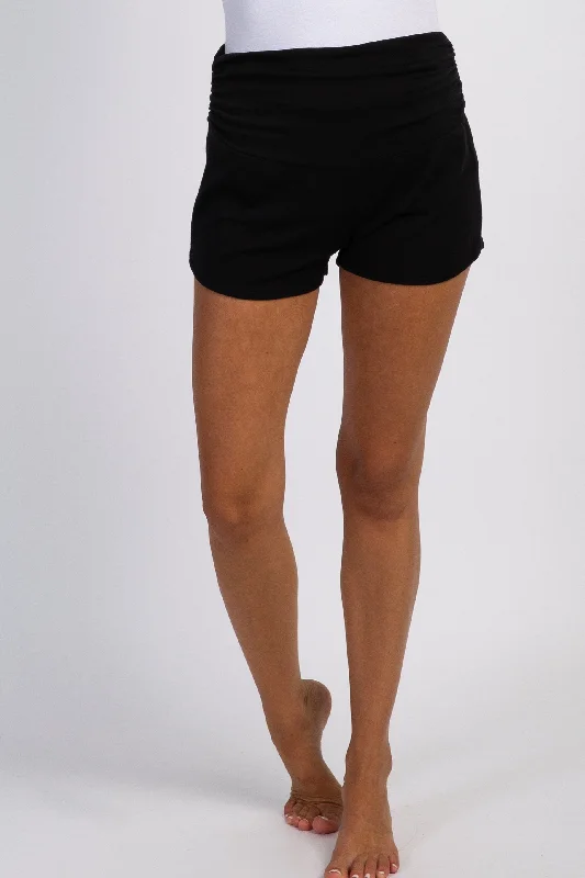 PinkBlush Black Ruched Side Lounge Shorts