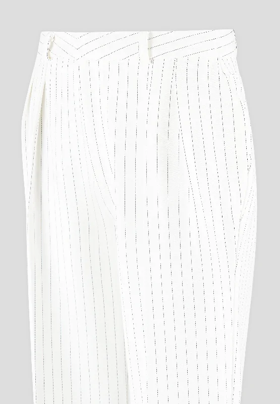 Pinstripe Twin Pleat Tailored Trousers - White