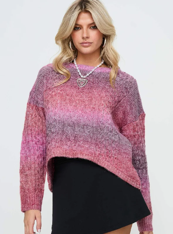 Pomery Cable Knit Sweater Ombre Pink