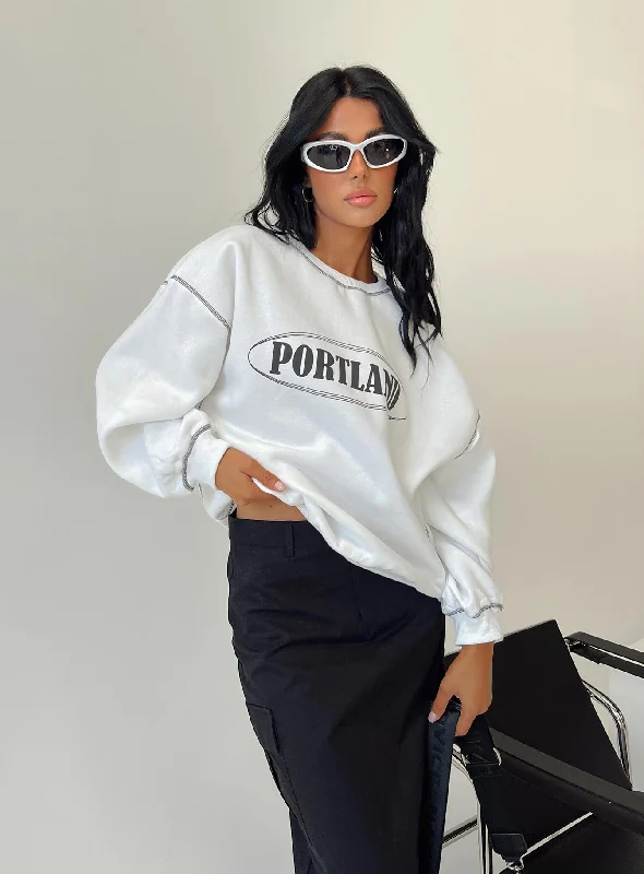 Portland Oversized Crewneck Sweatshirt White