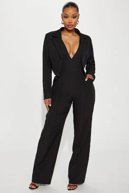 Quick Break 2 Piece Jumpsuit Set - Black