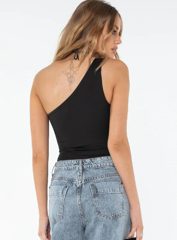 Ranski One Shoulder Bodysuit Black