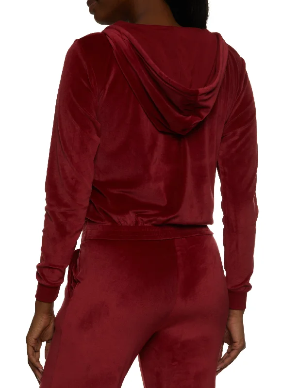 Velour Zip Up Hoodie