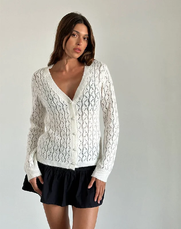 Ricani Open Knit Cardigan in Ivory