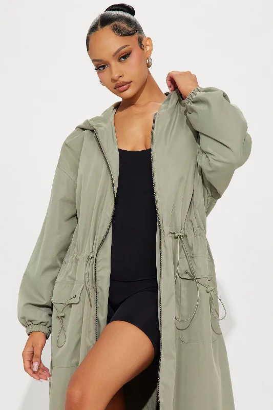 Ride My Wave Trench Windbreaker - Sage