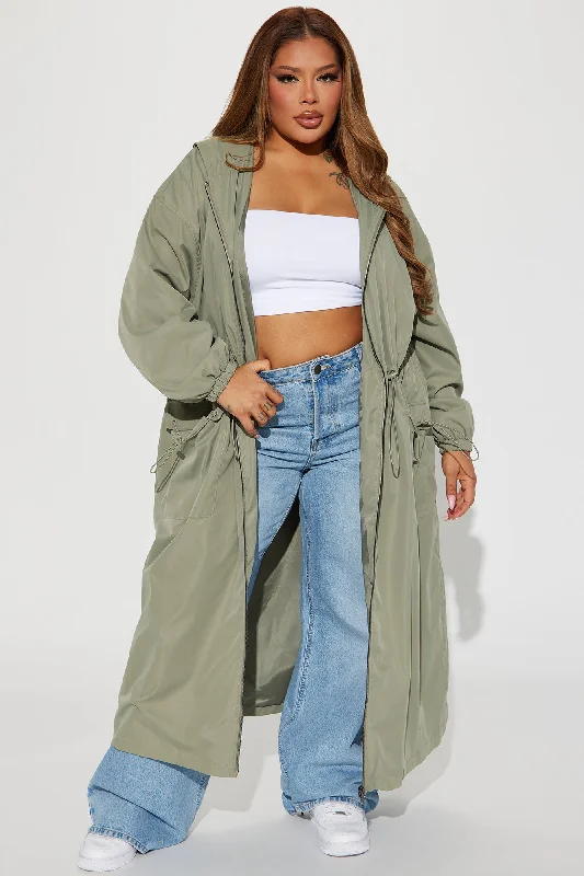 Ride My Wave Trench Windbreaker - Sage