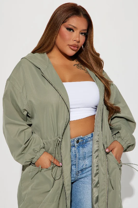 Ride My Wave Trench Windbreaker - Sage