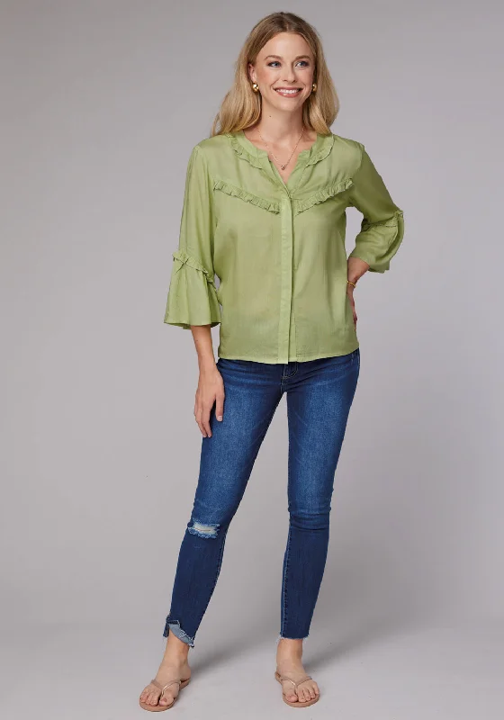 Roper Womens 2083 Feminine Challis Lime Green 100% Rayon L/S Blouse