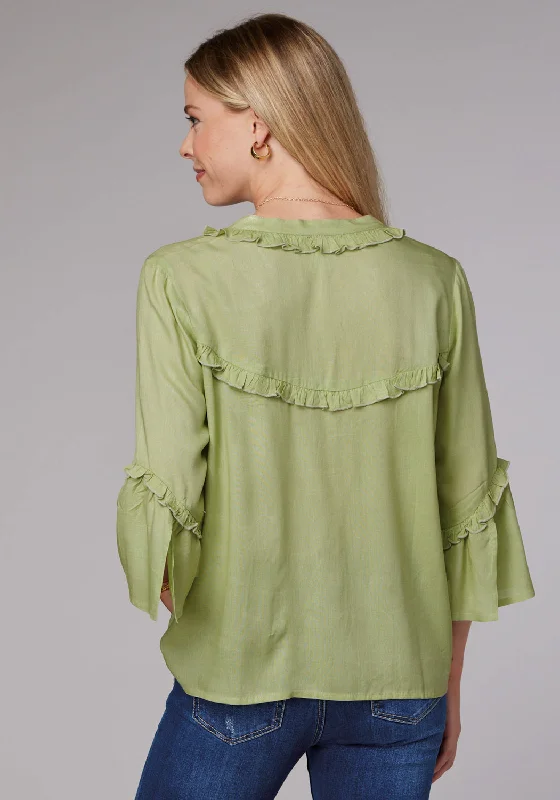 Roper Womens 2083 Feminine Challis Lime Green 100% Rayon L/S Blouse