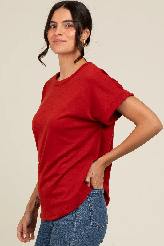 Rust Cuff Sleeve Top