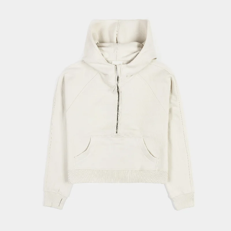 Logan Half Zip Womens Hoodie (White)