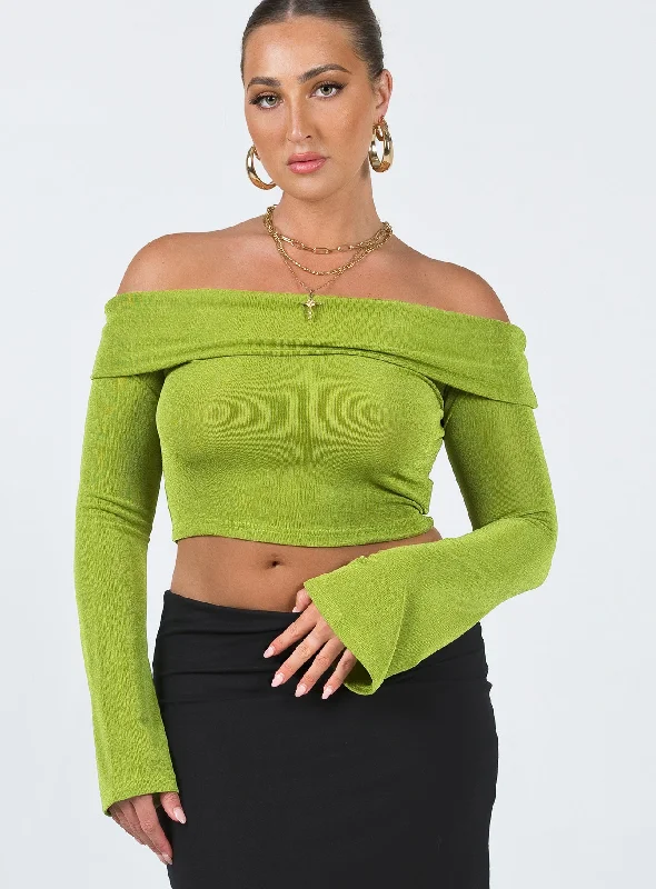 Saro Off The Shoulder Top Green