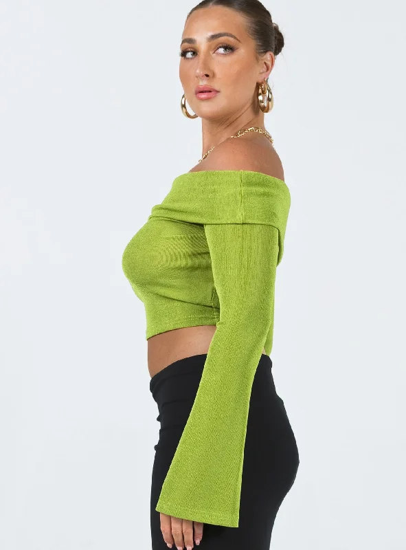 Saro Off The Shoulder Top Green