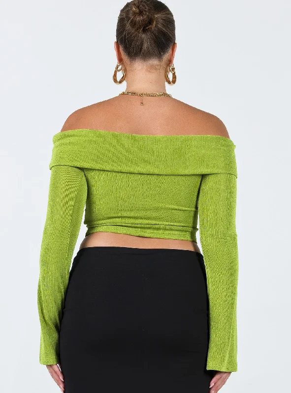 Saro Off The Shoulder Top Green