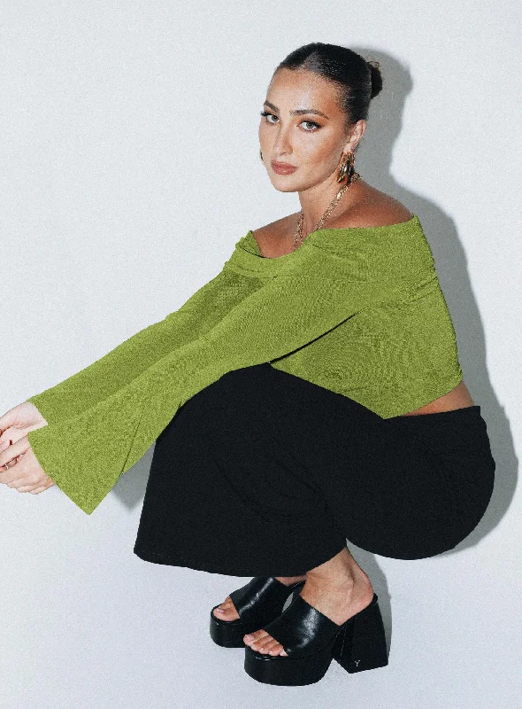 Saro Off The Shoulder Top Green