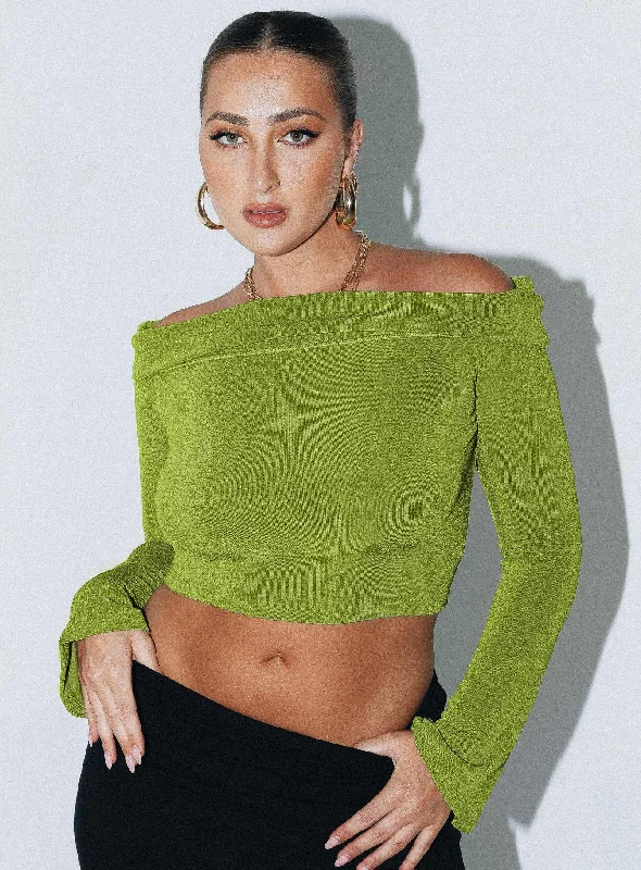 Saro Off The Shoulder Top Green