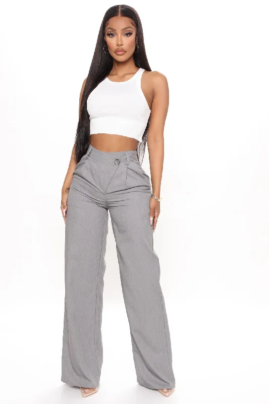 Shatter The Ceiling Wide Leg Trouser Pant - Grey