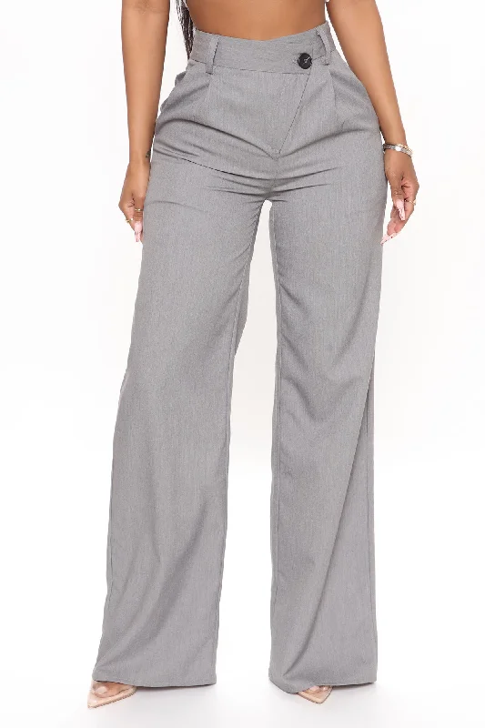 Shatter The Ceiling Wide Leg Trouser Pant - Grey