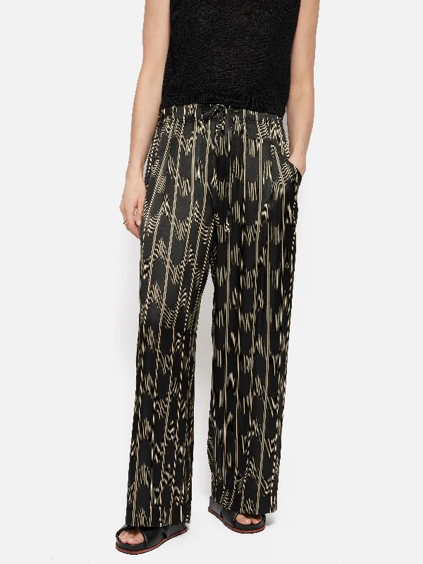 Silk Blend Ikat Stripe Trouser | Black