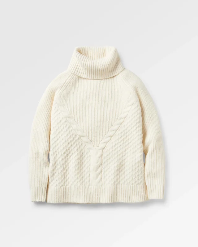 Snuggle Recycled Knitted Sweater Polo Neck - Off White