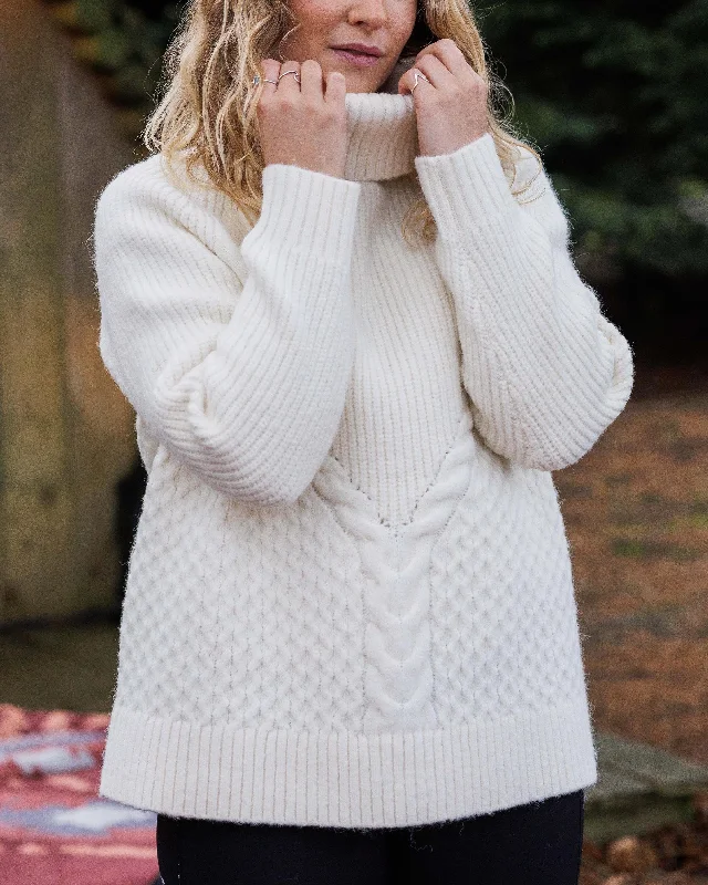 Snuggle Recycled Knitted Sweater Polo Neck - Off White