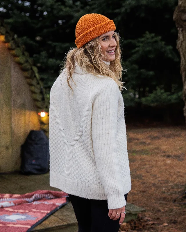 Snuggle Recycled Knitted Sweater Polo Neck - Off White