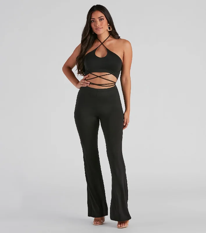 So Fab Halter Strappy Knit Jumpsuit