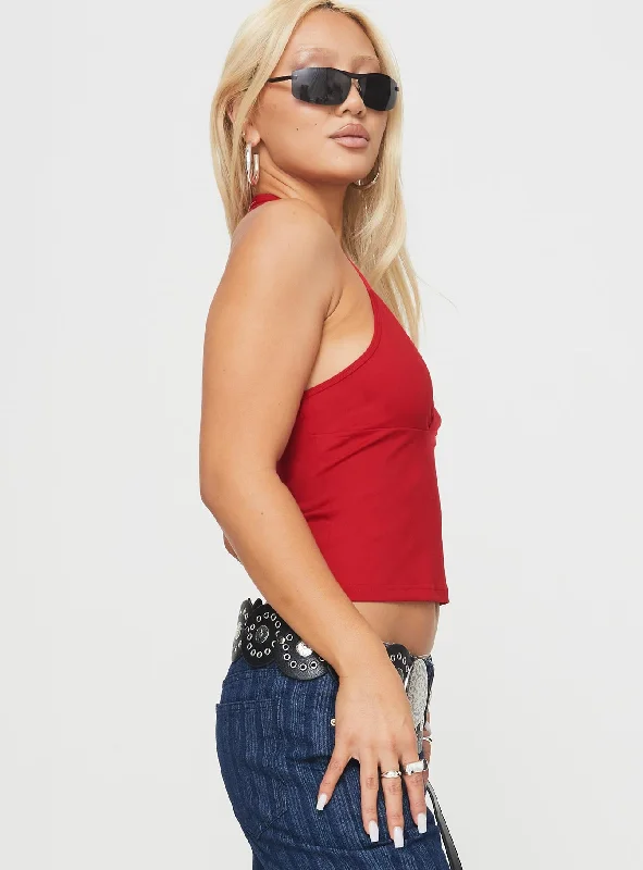 Stand By Halter Top Red