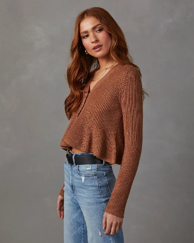 Stewart Peplum Button Front Sweater