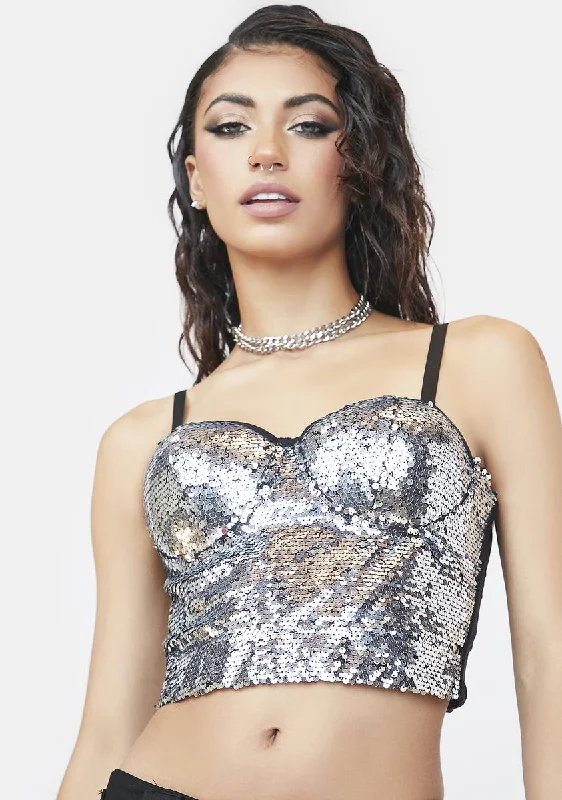 Strike A Pose Sequin Bustier Top