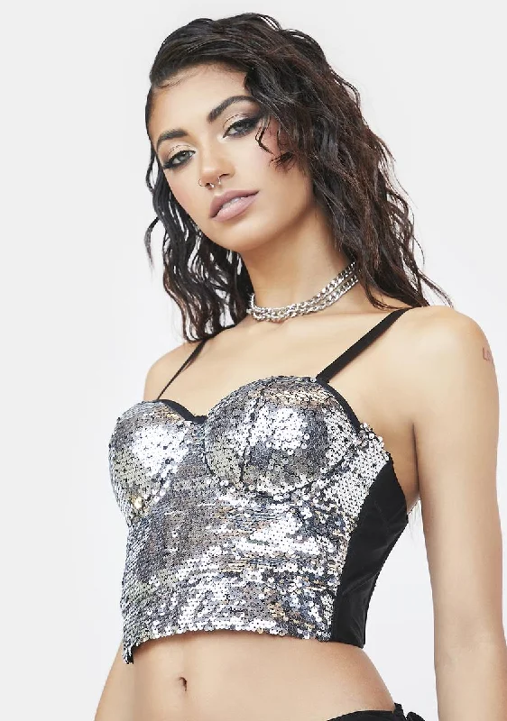 Strike A Pose Sequin Bustier Top